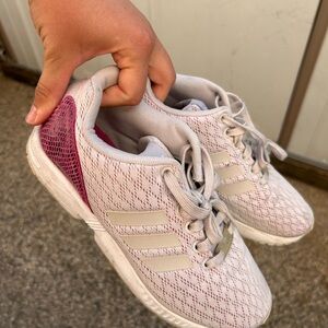 Adidas White and Pink Sneakers with Mesh Upper